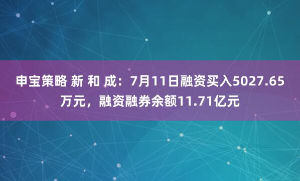 申宝策略 新 和 成：7月11日融资买入5027.65万元，融资融券余额11.71亿元