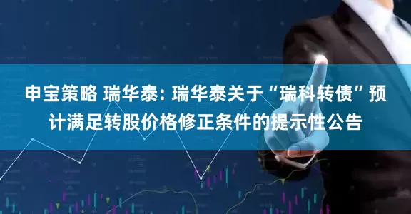 申宝策略 瑞华泰: 瑞华泰关于“瑞科转债”预计满足转股价格修正条件的提示性公告
