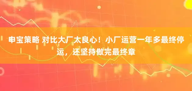 申宝策略 对比大厂太良心！小厂运营一年多最终停运，还坚持做完最终章